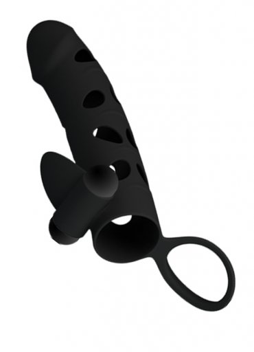Özel Tasarım Siyah Klitoris Uyarıcılı Penis Kılıfı